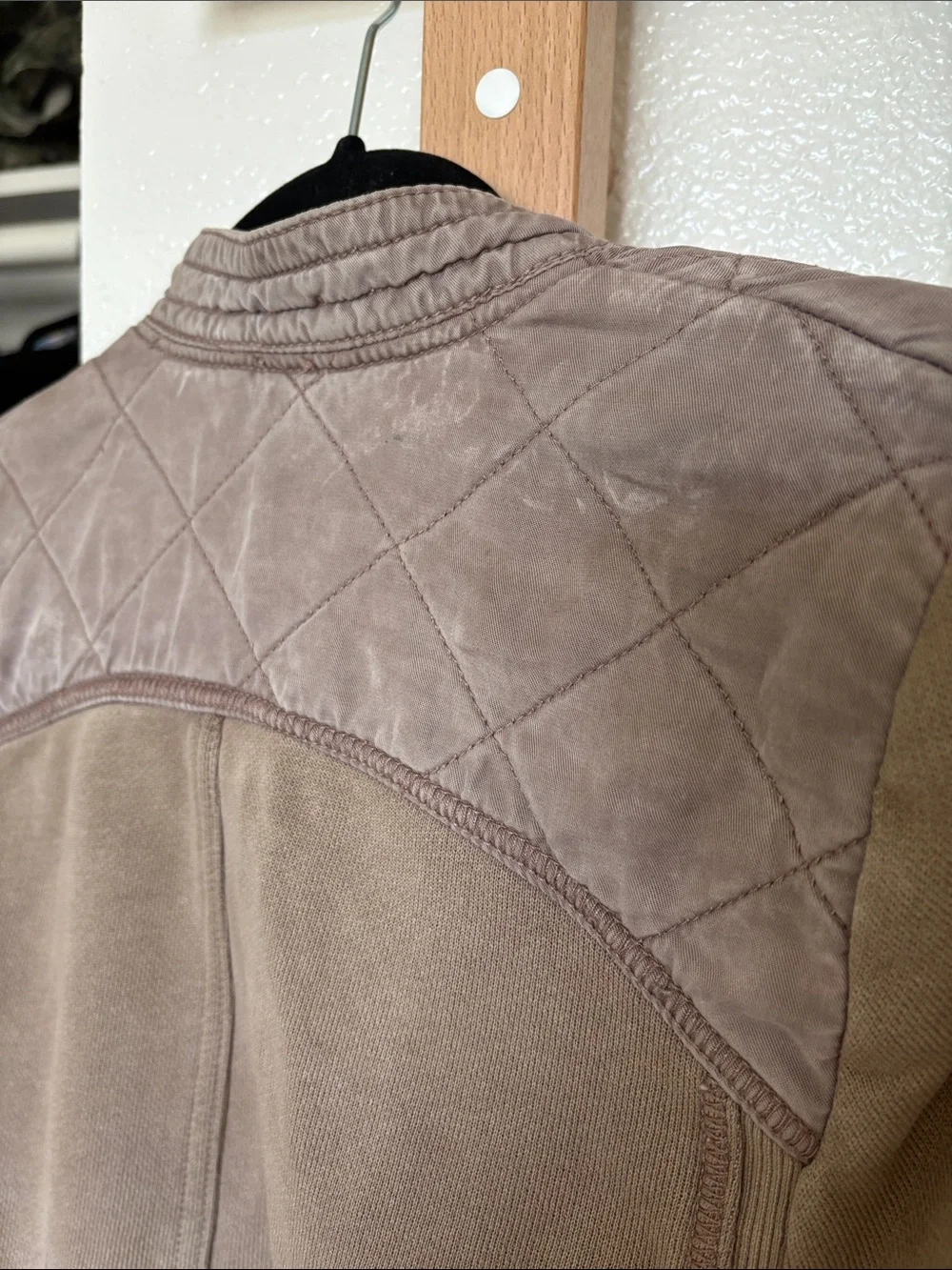 Free People Distressed Taupe Suede-Look Asymmetric Zip Jacket
